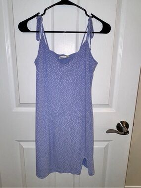Abercrombie & Fitch Light Blue Polka Dot Tie-Strap Slip Mini Dress- worn once!